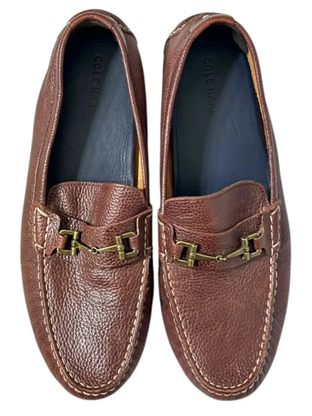 Cole Haan Somerset Link Bit Loafers Men’s 11.5M Brown Pebbled Leather Mocs
